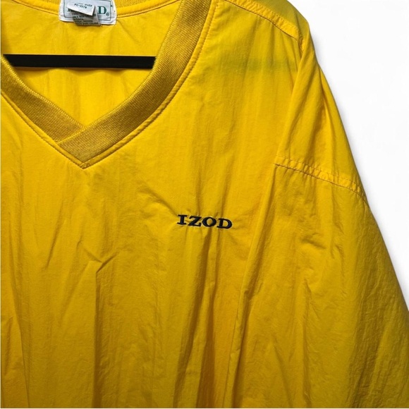 Vintage IZOD Yellow Windbreaker Jacket Size L Zip Pockets 90s Retro - Picture 3 of 6